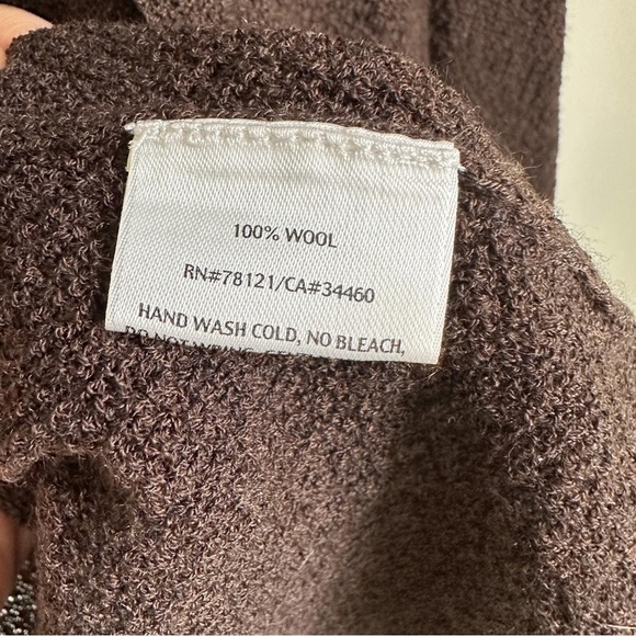 Eileen Fisher Brown Wool textured Shaped Open Cardigan sz XL - Picture 8 of 9